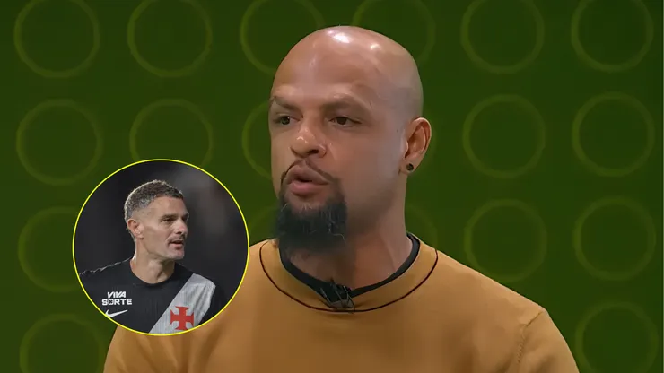 Felipe Melo, ex-jogador, em programa da SportTV/ Vegetti jogador do Vasco durante partida contra o Maricá (Imagem; Reprodução/Sportv/ Thiago Ribeiro/AGIF)