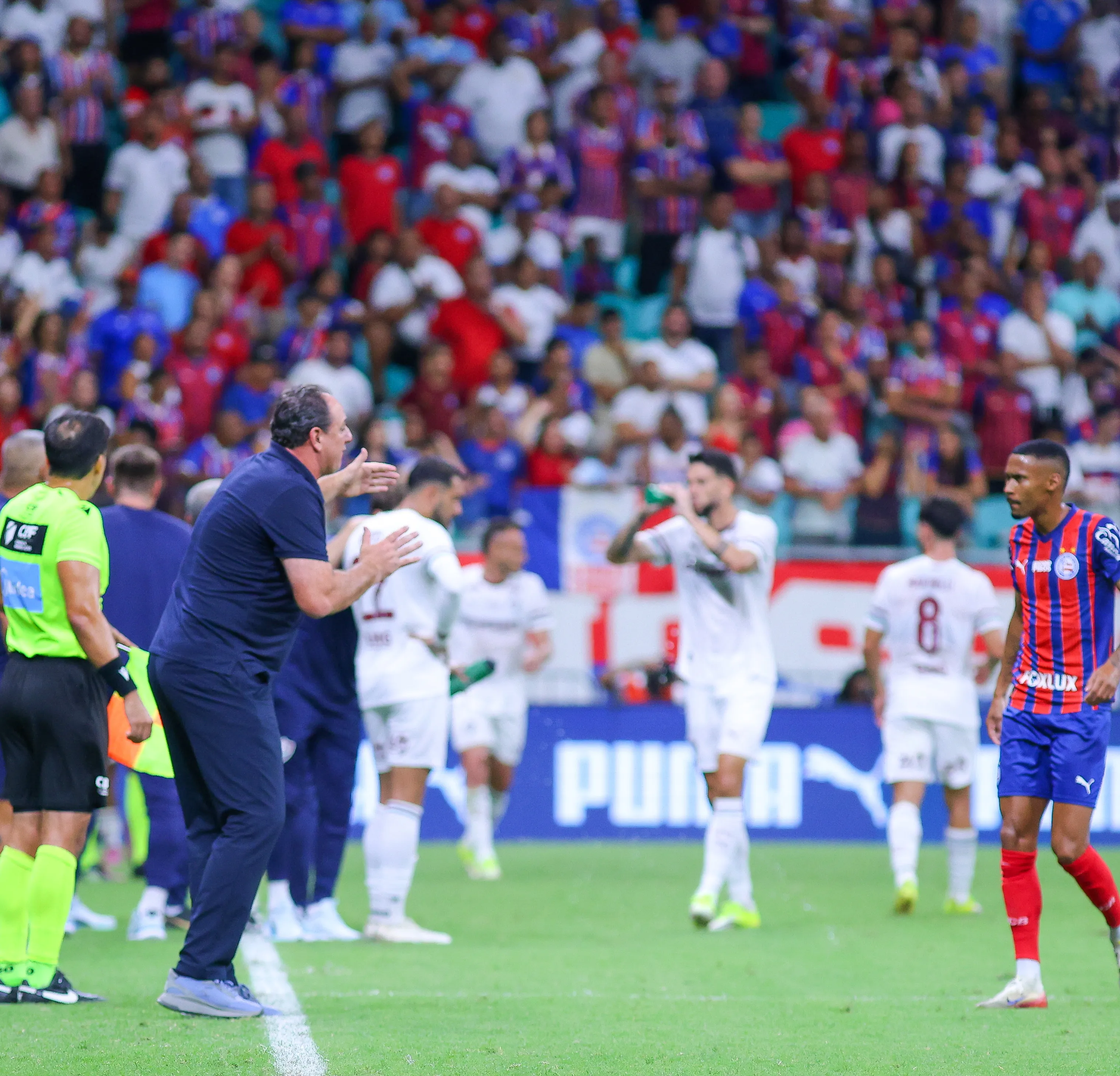 Rogerio Ceni tecnico do Bahia durante partida contra o Fluminense no estadio Arena Fonte Nova pelo campeonato Brasileiro A 2026. Foto: Marcio Jose/AGIF