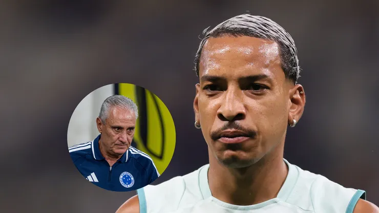 Matheus Pereira jogador do Cruzeiro durante aquecimento/ Tite técnico do Cruzeiro durante partida contra o Coritiba (Imagem: Gilson Lobo/AGIF/ Alessandra Torres/AGIF)
