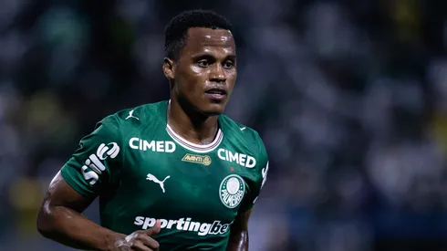 Jhon Arias jogador do Palmeiras durante partida contra o Fluminense no estádio Arena Barueri pelo campeonato Brasileiro A 2026. Foto: Ettore Chiereguini/AGIF