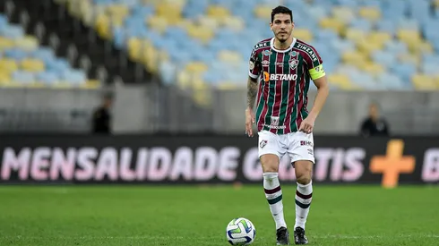Nino jogador do Fluminense durante partida contra o Santos no estadio Maracana pelo campeonato Brasileiro A 2023.