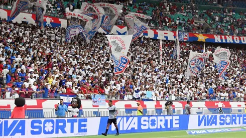 Torcida do Bahia durante partida contra Sport no estadio Fonte Nova pelo campeonato Brasileiro A 2025. Foto: Walmir Cirne/AGIF