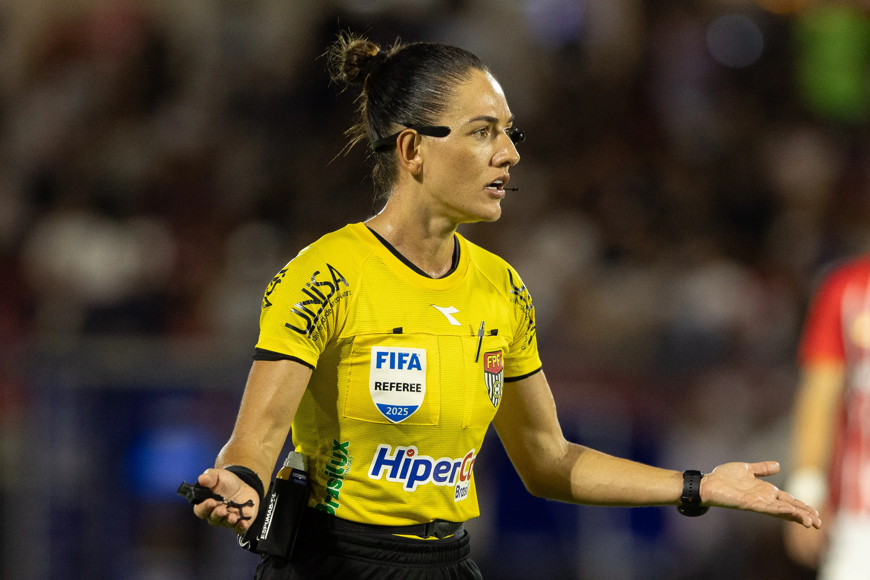 Daiane Caroline Muniz dos Santos durante partida entre Bragantino e Sao Paulo no estadio Cicero De Souza Marques pelo campeonato Paulista 2026. Foto: Joisel Amaral/AGIF