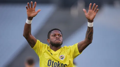 Fred of Fenerbahce reacts during the Turkish Super League match between Fatih Karagumruk and Fenerbahce at Ataturk Olympic Stadium on April 14, 2024 in Istanbul, Turkey.