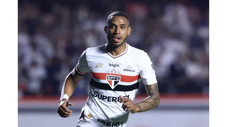 Andre Silva jogador do Sao Paulo durante partida contra o Atletico Nacional no estadio Morumbi pelo campeonato Copa Libertadores 2025. Foto: Marcello Zambrana/AGIF