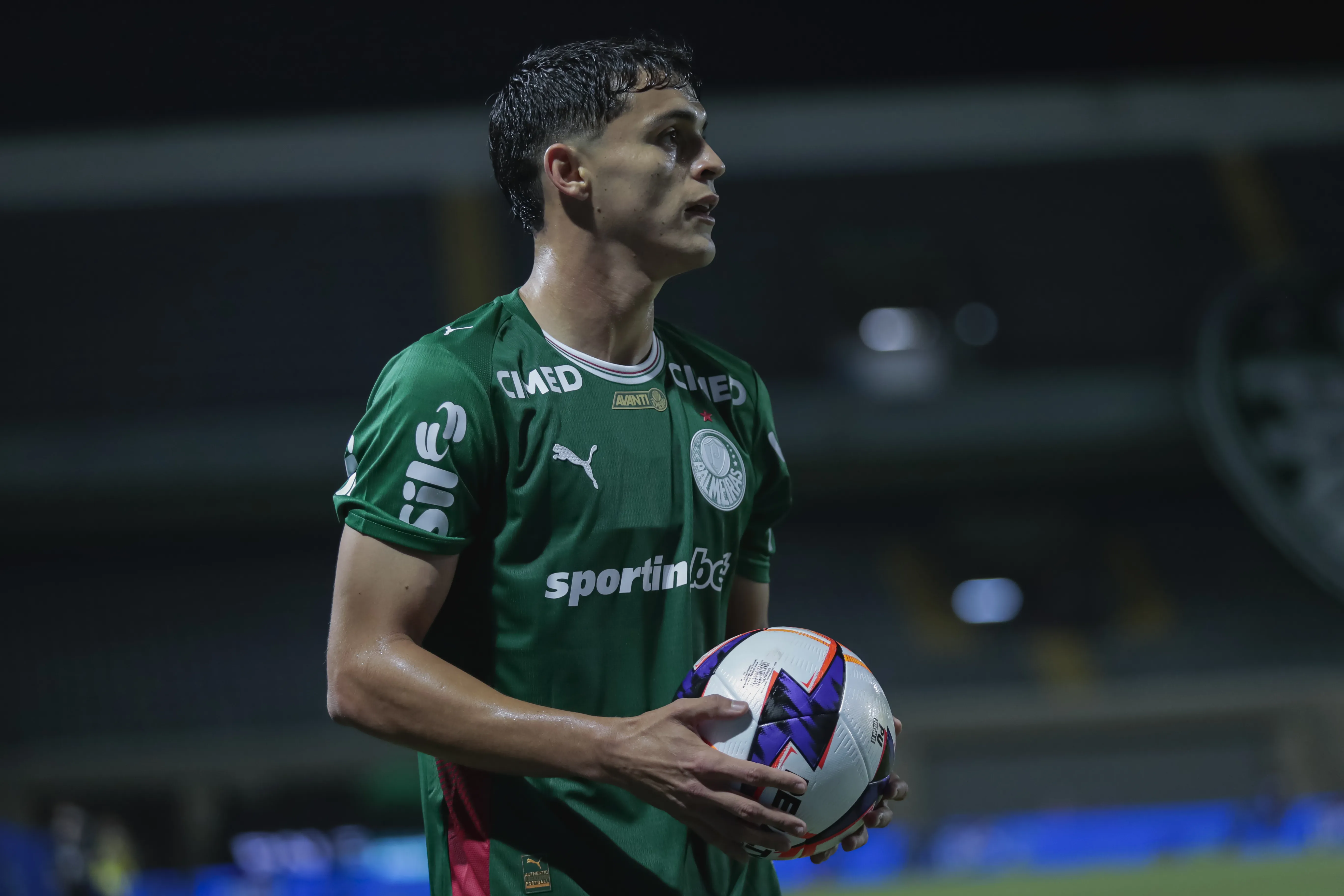 Ramon Sosa jogador do Palmeiras durante partida contra o Guarani no estadio Arena Barueri pelo campeonato Paulista 2026. Foto: Marco Miatelo/AGIF
