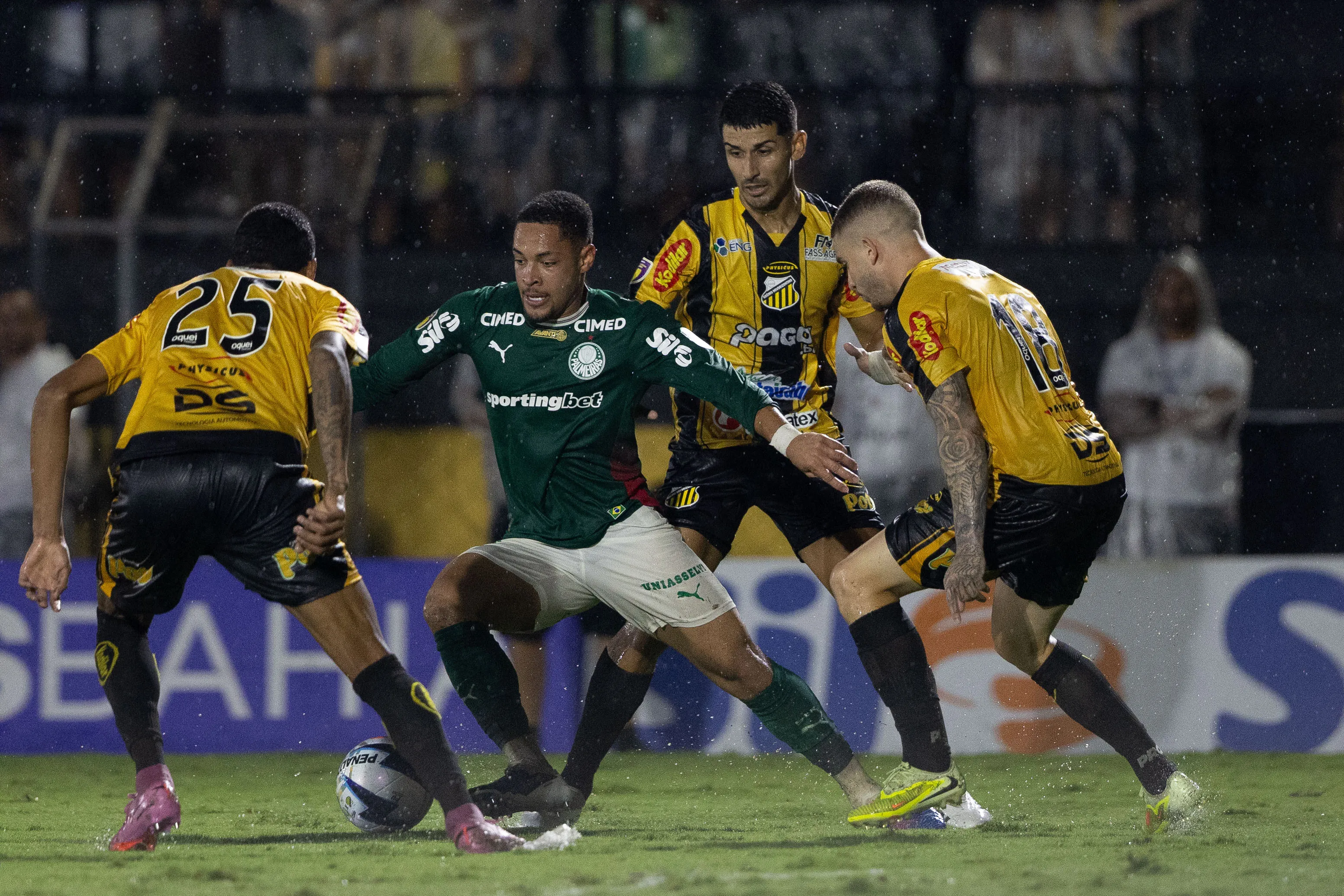 VITOR ROQUE jogador do Palmeiras durante partida contra o Novorizontino no estadio Jorge Ismael de Biasi pelo campeonato Paulista 2026. Foto: Joisel Amaral/AGIF