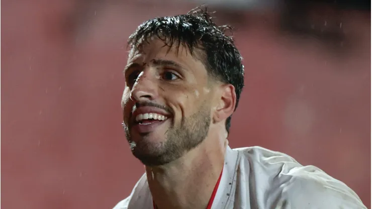 Calleri jogador do Sao Paulo comemora seu gol durante partida contra o Chapecoense no estadio Caninde pelo campeonato Brasileiro A 2025. Foto: Marcello Zambrana/AGIF