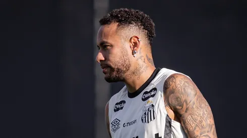 Neymar durante treino no CT Rei Pelé. Foto: Raul Baretta/ Santos FC