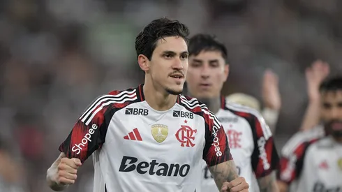 Pedro jogador do Flamengo comemora seu gol durante partida contra o Botafogo no estadio Engenhao pelo campeonato Brasileiro A 2026. Foto: Thiago Ribeiro/AGIF