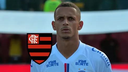 Luciano Juba, jogador do Bahia durante execução do hino nacional antes da partida contra o Vitoria (Imagem: Walmir Cirne/AGIF)