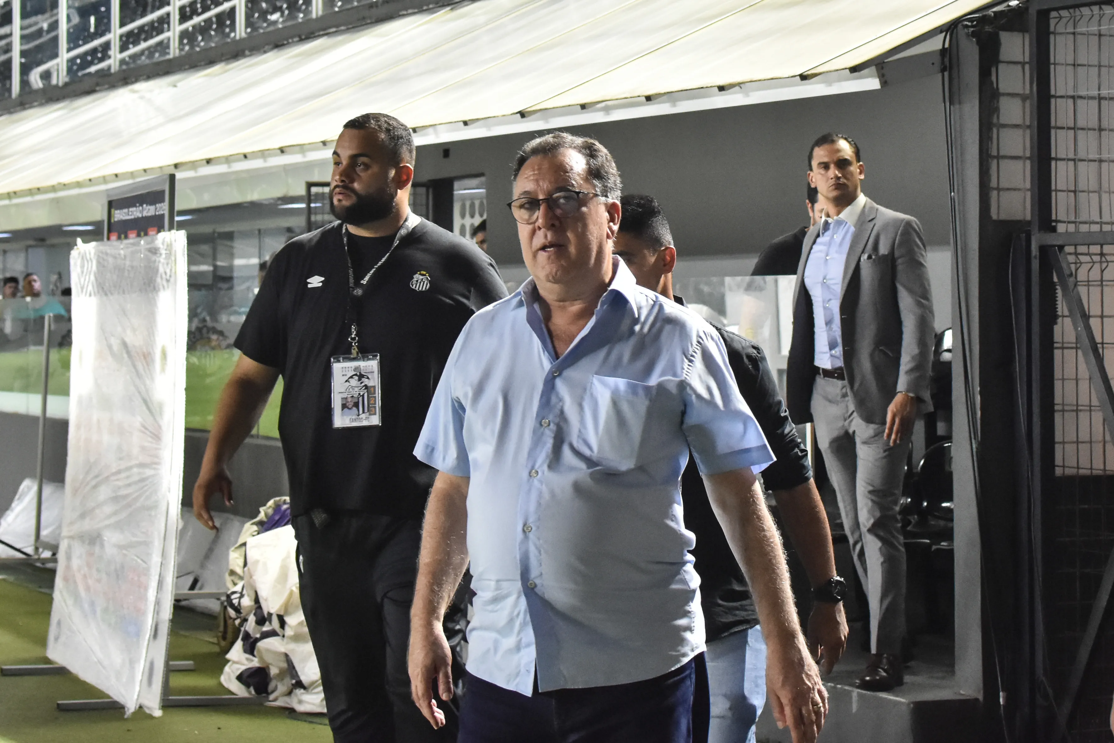 Presidente Marcelo Teixeira do Santos apos partida contra o Sao Paulo no estadio Vila Belmiro pelo campeonato Brasileiro A 2026. Foto: Jota Erre/AGIF