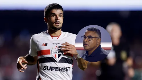 Cauly jogador do São Paulo durante partida contra o Palmeiras no estádio Morumbi/Roger Machado técnico do São Paulo durante partida contra o Palmeiras (Imagem: Marcello Zambrana/AGIF)