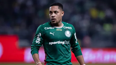 Vitor Roque jogador do Palmeiras durante partida contra o Botafogo no estadio Arena Allianz Parque pelo campeonato Brasileiro A 2026. Foto: Ettore Chiereguini/AGIF