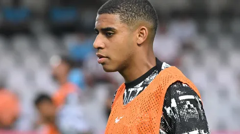 Gui Negao jogador do Corinthians durante aquecimento antes da partida contra o Santos no estadio Vila Belmiro pelo campeonato Paulista 2026.
