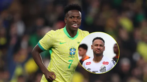 Vinícius Júnior, do Brasil, reage durante o amistoso internacional entre Brasil e Senegal/Neymar Jr jogador do Santos durante partida contra o Corinthians (Imagem: Ryan Pierse/Getty Images/ Mauricio De Souza/AGIF)