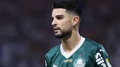 Flaco Lopez jogador do Palmeiras durante partida contra o Sao Paulo no estadio Arena Allianz Parque pelo campeonato Paulista 2025.