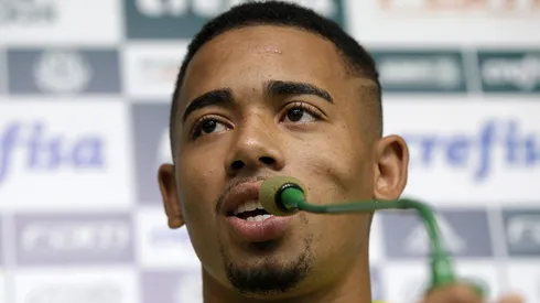 Atacante Gabriel Jesus durante coletiva de imprensa do Palmeiras no CT Academia de Futebol - Barra Funda.