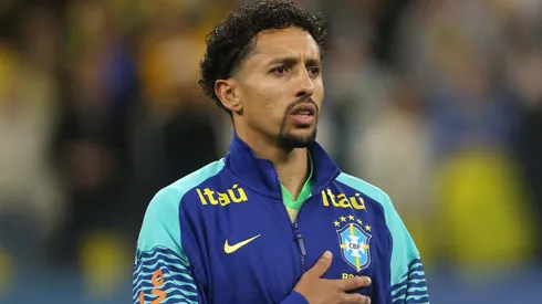 Marquinhos durante confronto contra o Paraguai nas Eliminatórias da Copa do Mundo.