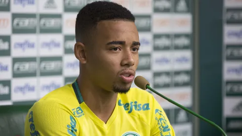 Atacante Gabriel Jesus durante coletiva de imprensa do Palmeiras no CT Academia de Futebol - Barra Funda.