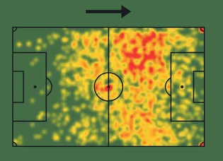 Mapa de calor de Lingard na última edição da K League. Foto: Reprodução/Sofascore