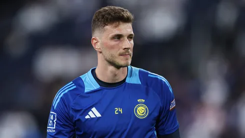 Bento of Al Nassr looks on during the warm up prior to the Saudi Pro League match between Al Hilal v Al Nassr in the Kingdom Arena on April 04, 2025 in Riyadh, Saudi Arabia.