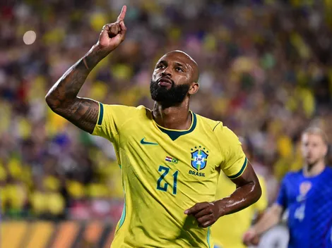 Igor Thiago, ex-Cruzeiro, comemora gol pela Seleção