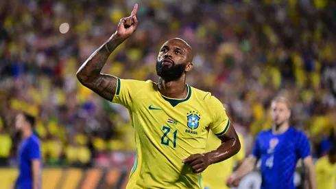 Ex-Cruzeiro, Igor Thiago marca seu primeiro gol pela Seleção Brasileira. Foto: Julio Aguilar/Getty Images