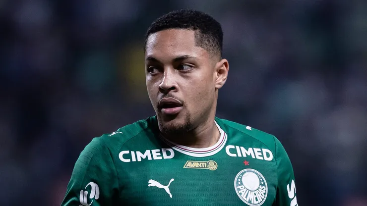 Vitor Roque jogador do Palmeiras durante partida contra o Botafogo no estadio Arena Allianz Parque pelo campeonato Brasileiro A 2026. Foto: Ettore Chiereguini/AGIF