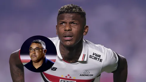 Arboleda jogador do São Paulo durante partida contra o Nacional (URU)/Roger Machado técnico do São Paulo durante partida contra o Cruzeiro (Imagem: Ettore Chiereguini/AGIF/Marcello Zambrana/AGIF)