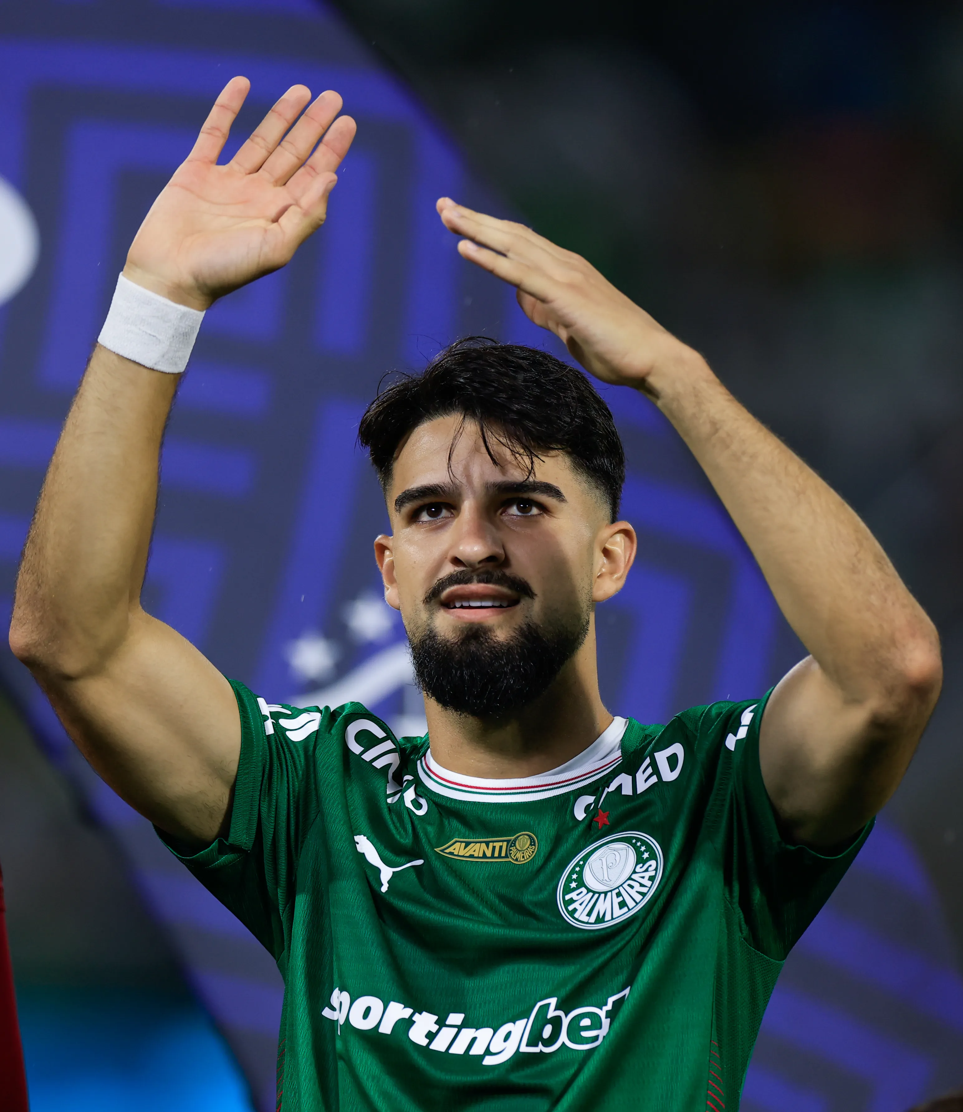 Flaco Lopez jogador do Palmeiras durante partida contra o Gremio no estadio Arena Barueri pelo campeonato Brasileiro A 2026. Foto: Marcello Zambrana/AGIF