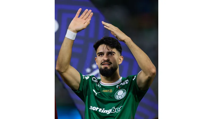 Flaco Lopez jogador do Palmeiras durante partida contra o Gremio no estadio Arena Barueri pelo campeonato Brasileiro A 2026. Foto: Marcello Zambrana/AGIF