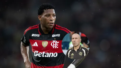 Plata jogador do Flamengo durante partida contra o Madureira/Leonardo Jardim técnico do Flamengo durante partida contra o Santos (Imagem: Jorge Rodrigues/AGIF/Thiago Ribeiro/AGIF)