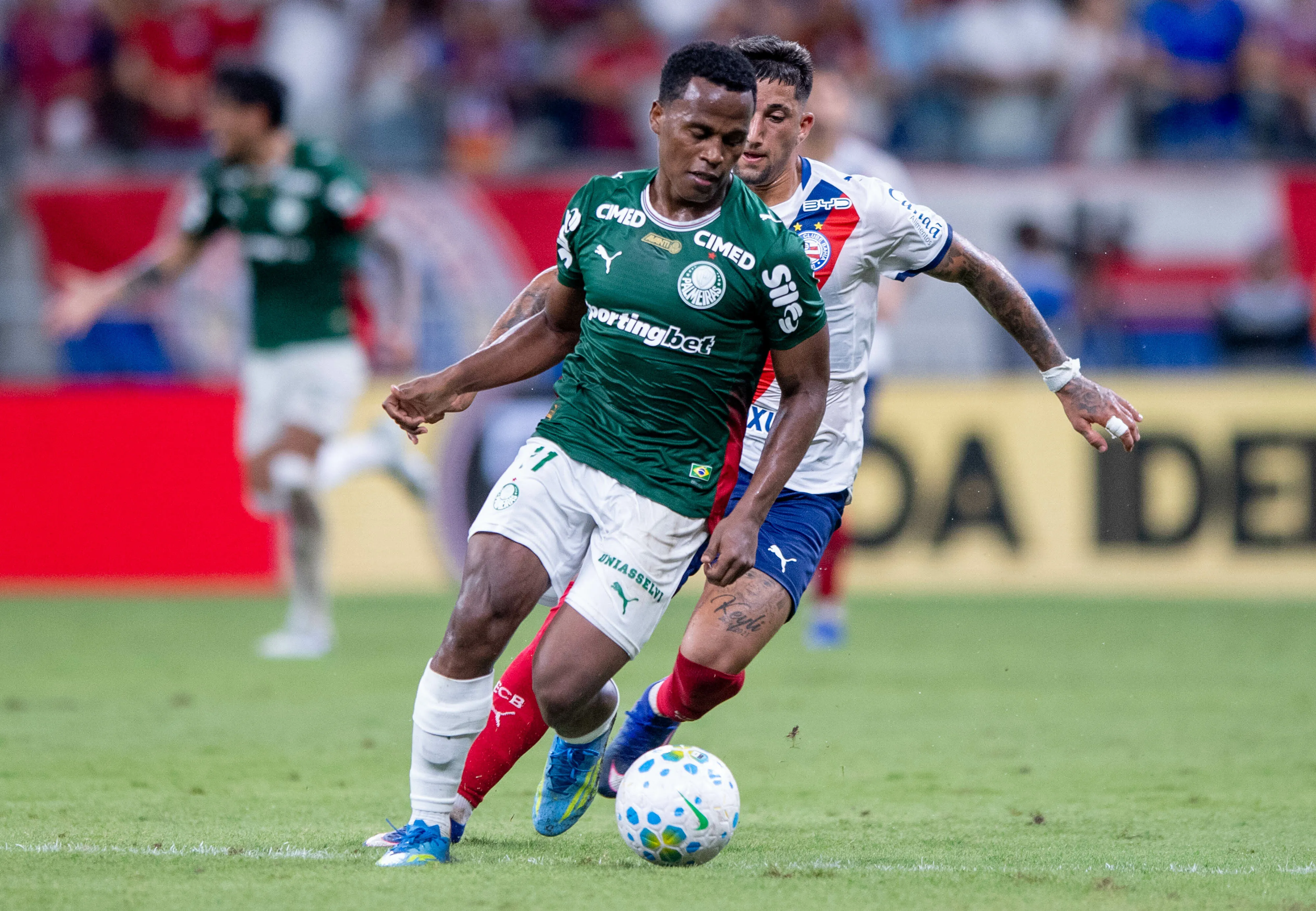 BA – SALVADOR – 05/04/2026 – BRASILEIRO A 2026, BAHIA X PALMEIRAS – Arias jogador do Palmeiras durante partida contra o Bahia no estadio Arena Fonte Nova pelo campeonato Brasileiro A 2026. Foto: Jhony Pinho/AGIF
