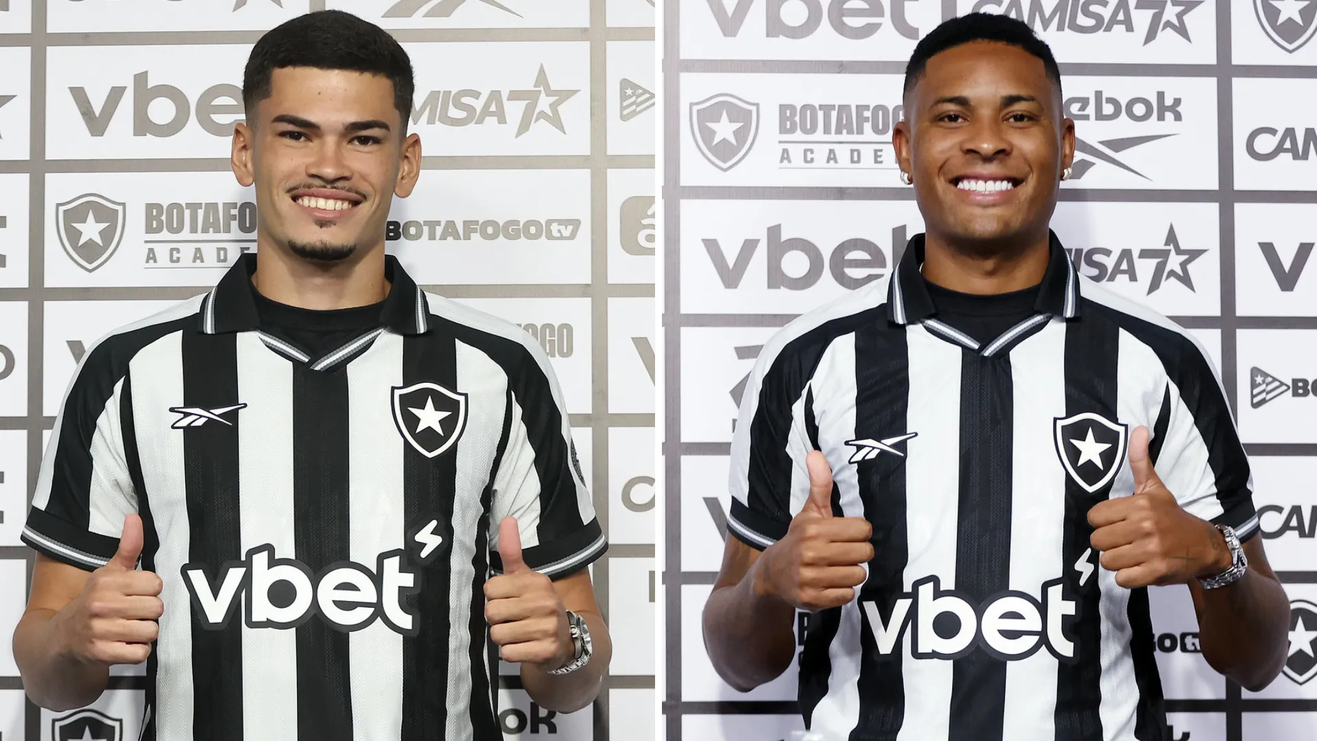 Fotos: Vitor Silva/Botafogo – Anthony e Caio Roque sendo apresentados pelo Botafogo.