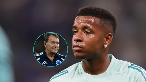 Keny Arroyo jogador do Cruzeiro durante aquecimento antes da partida contra o Fortaleza/Pedro Lourenço dono da saf do Cruzeiro durante partida contra o Flamengo (Imagem: Gilson Lobo/AGIF/Jorge Rodrigues/AGIF)