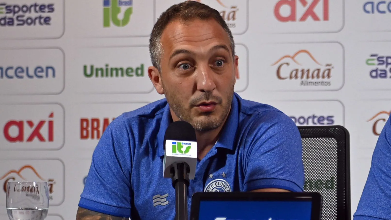 Cadu Santoro durante entrevista coletiva do Bahia. Foto: Walmir Cirne/AGIF