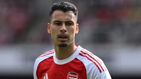 Gabriel Martinelli of Arsenal looks on during the Premier League match between Arsenal FC and Newcastle United FC at Emirates Stadium on May 18, 2025 in London, England. (Photo by Mike Hewitt/Getty Images)