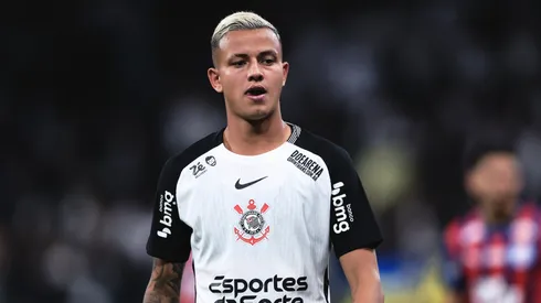 Kayke jogador do Corinthians durante partida contra o Bahia no estádio Arena Corinthians pelo campeonato Brasileiro A 2025. Foto: Ettore Chiereguini/AGIF