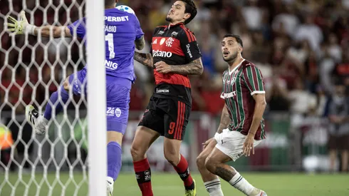 Pedro marcando um dos gols contra o Fluminense. Foto: Andre Mourao/AGIF