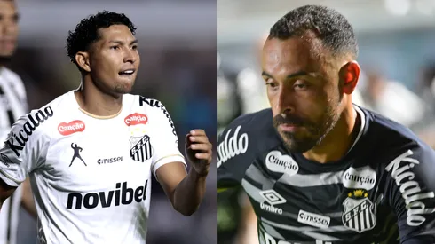 Rony jogador do Santos durante partida contra o Atlético-MG/Moisés jogador do Santos durante aquecimento antes da partida contra o Remo (Imagem: Marcello Zambrana/AGIF/Jota Erre/AGIF)