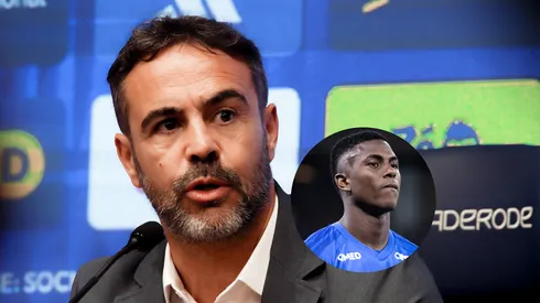 Artu jorge, técnico do Cruzeiro, em entrevista coletiva/ Néiser Villarreal em partida contra o Bragantino (Imagem: Gustavo Martins/ Cruzeiro)