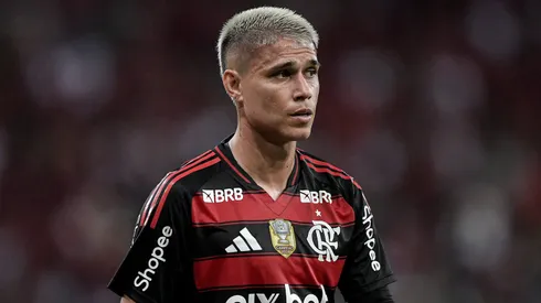 Luiz Araujo jogador do Flamengo durante partida contra o Internacional no estadio Maracana pelo campeonato Brasileiro A 2025.