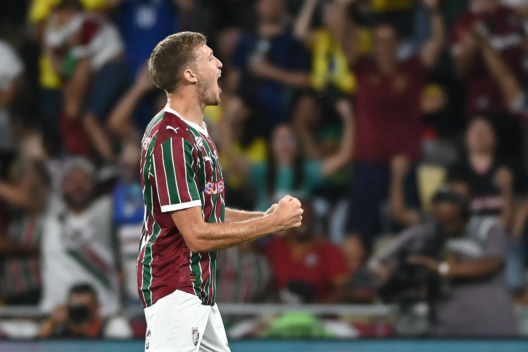 RJ – RIO DE JANEIRO – 01/04/2026 – BRASILEIRO A 2026, FLUMINENSE X CORINTHIANS – Rodrigo Castillo jogador do Fluminense comemora seu gol durante partida contra o Corinthians no estadio Maracana pelo campeonato Brasileiro A 2026. Foto: Jayson Braga/AGIF