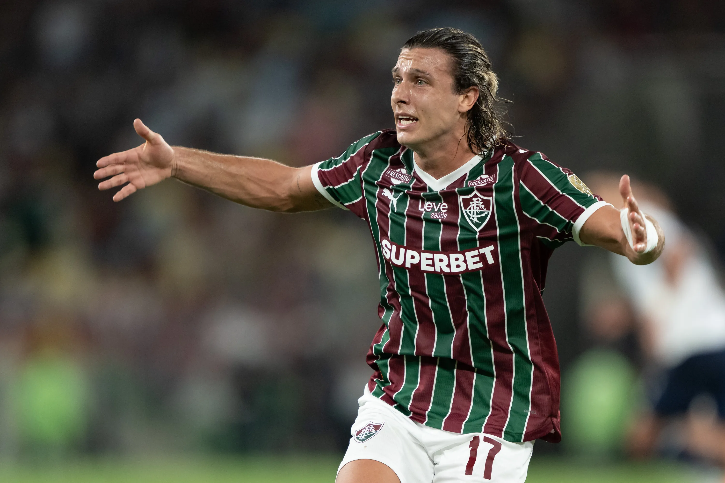 RJ – RIO DE JANEIRO – 15/04/2026 – COPA LIBERTADORES 2026, FLUMINENSE X INDEPENDIENTE RIVADAVIA – Canobbio jogador do Fluminense lamenta durante partida contra o Independiente no estadio Maracana pelo campeonato Copa Libertadores 2026. Foto: Jorge Rodrigues/AGIF