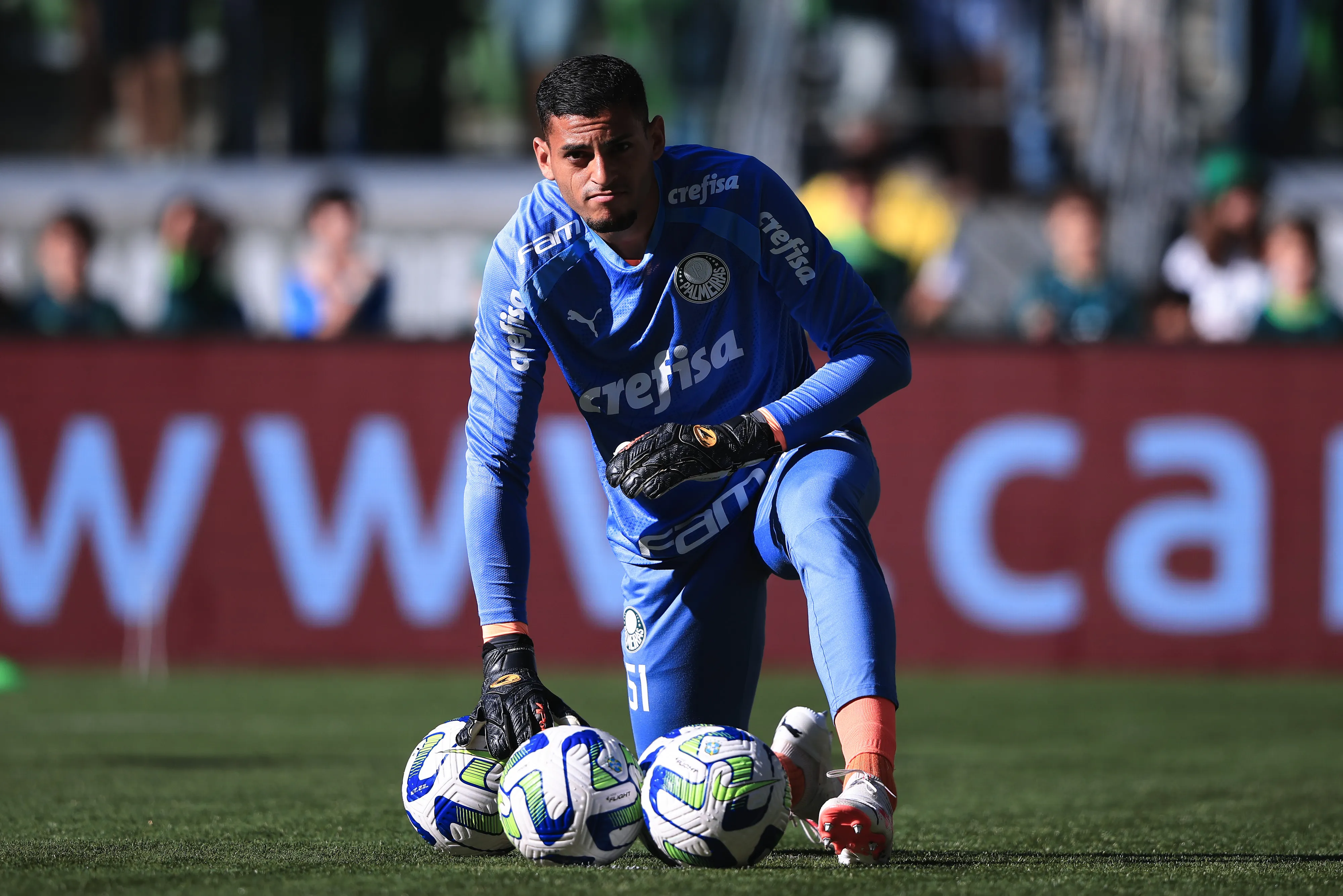 SP – SAO PAULO – 22/07/2023 – BRASILEIRO A 2023, PALMEIRAS X FORTALEZA – Kaique goleiro do Palmeiras durante aquecimento antes da partida contra o Fortaleza no estadio Arena Allianz Parque pelo campeonato Brasileiro A 2023. Foto: Ettore Chiereguini/AGIF