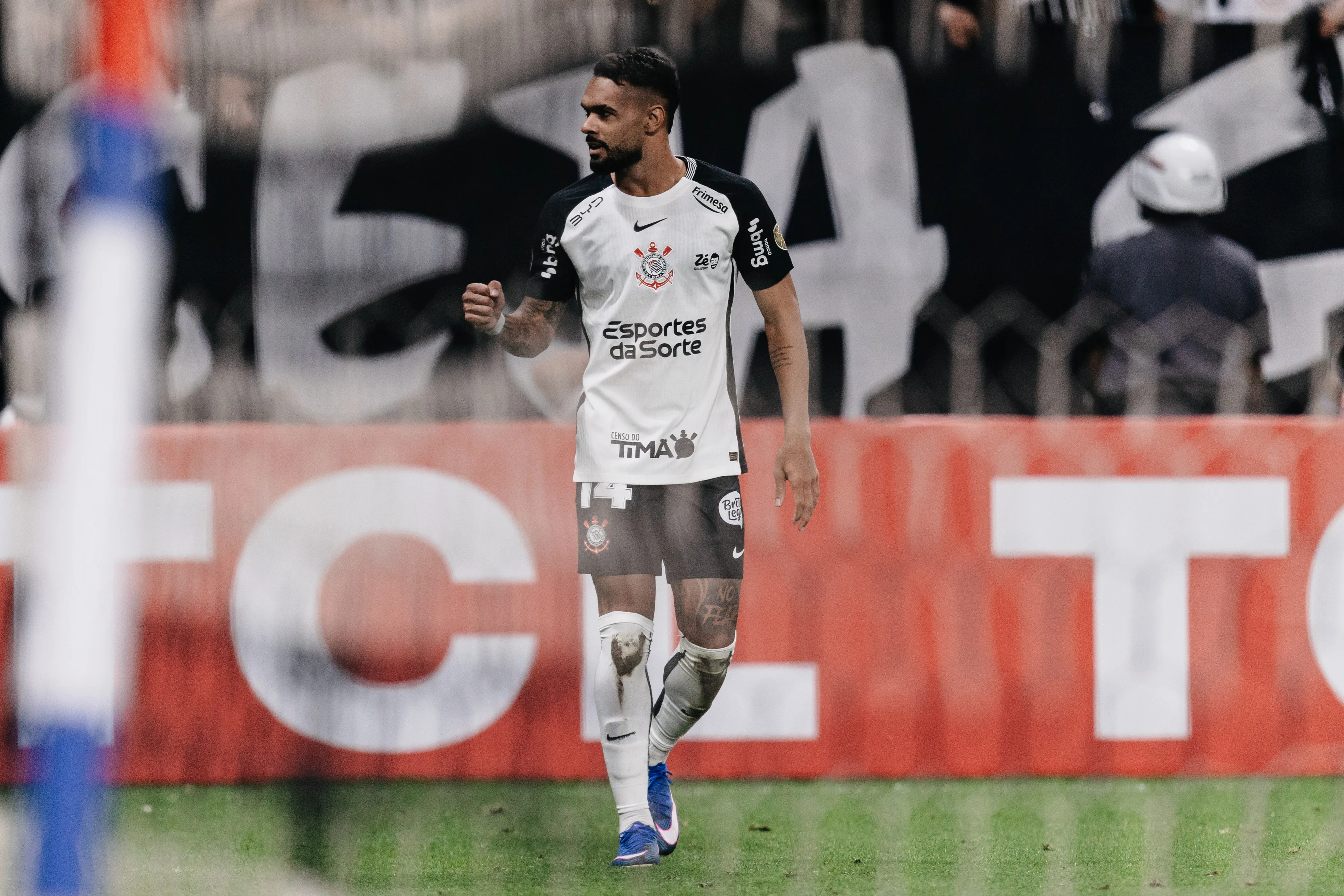 Raniele jogador do Corinthians comemora seu gol durante partida contra o Santa Fe no estádio Arena Corinthians pelo campeonato Copa Libertadores 2026. Foto: Guilherme Veiga/RP FOTOPRESS/AGIF