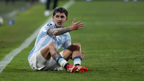 Gaston Martirena of Racing gestures after a foul during a Copa CONMEBOL Libertadores 2025 match between Peñarol and Racing at Campeon Del Siglo Stadium on August 12, 2025 in Montevideo, Uruguay. (Photo by Ernesto Ryan/Getty Images)