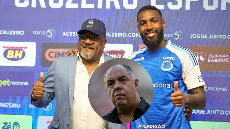 Gérson jogador do Cruzeiro e seu pai Marcão/Marcos Braz dirigente do Flamengo durante partida contra o América (Imagem: Gilson Lobo/AGIF/ Thiago Ribeiro/AGIF)