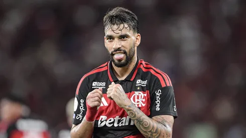 Lucas Paqueta jogador do Flamengo comemora seu gol durante partida contra o Bahia no estadio Maracana pelo campeonato Brasileiro A 2026. Foto: Thiago Ribeiro/AGIF
